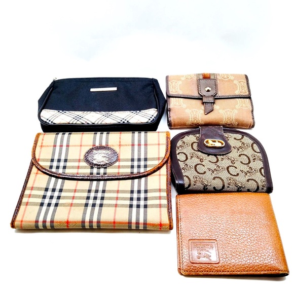 Celine Burberry Pouch Wallet 5 set Brown Leather bundle deal.$145/ea or $599 set - Picture 1 of 8